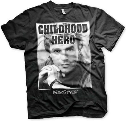 MacGyver Heren Tshirt -M- Childhood Hero Zwart