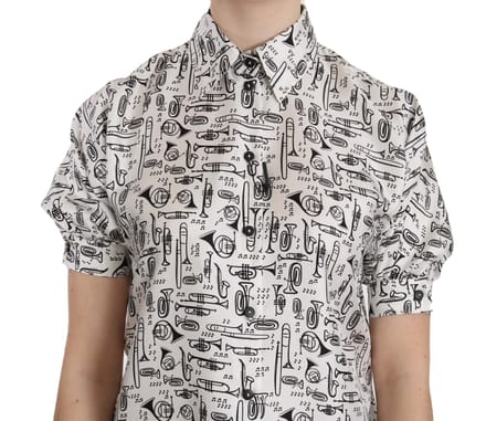 Muziekinstrument Print Zijde Shirt