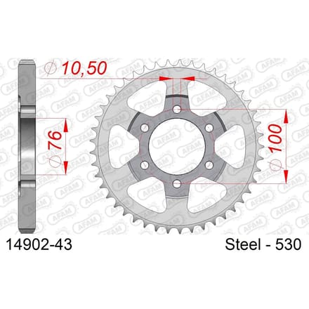 Stalen tandwiel Afam 530 43 dents