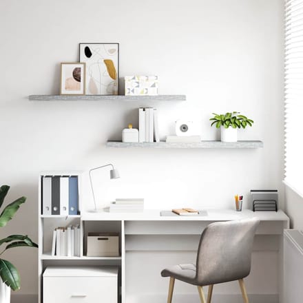 vidaXL - Wandschappen - zwevend - 2 - st - 120x23,5x3,8 - cm - MDF - betongrijs