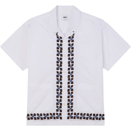 Obey Ruben shirt korte mouwen met Cubaanse kraag - witte multi