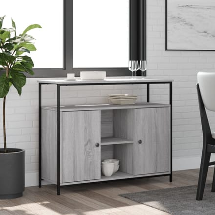 vidaXL - Dressoir - 100x35x80 - cm - bewerkt - hout - grijs - sonoma