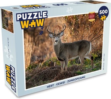 Puzzel Hert - Gewei - Zonsopgang - Legpuzzel - Puzzel 500 stukjes