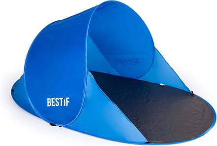 Grote Zelfopbouwende Strandschelptent met UV-Bescherming en Windscherm