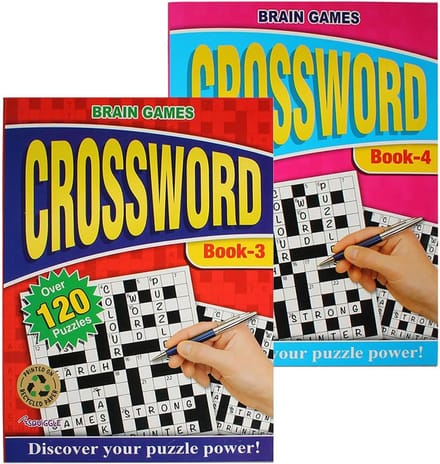 Puzzelboeken Set - Kruiswoordraadsels - Ontspanning Thuis - A4 Formaat - 2 Stuks - Diverse Kleuren