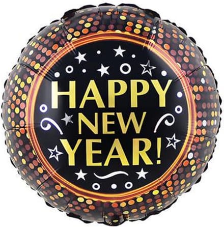 Folieballon Happy New Year Stippen (45cm)