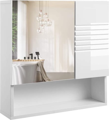 Hoppa! Spiegelkast - Wit - MDF - 54 x 15 x 55 cm (l x b x h)