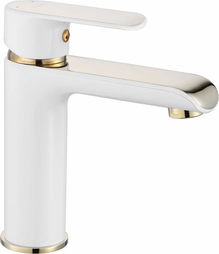 Rea Bloom White/Gold Low - Wastafelkraan - Wit/Goud