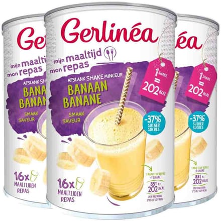 Gerlinea Milkshake Banaan - 3 x 436 gr - Voordeelverpakking