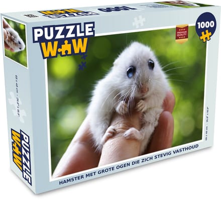 Puzzel Hamster met grote ogen die zich stevig vasthoud - Legpuzzel - Puzzel 1000 stukjes volwassenen