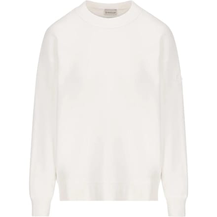 Moncler gedetailleerd logo op de achterkant van het witte sweatshirt