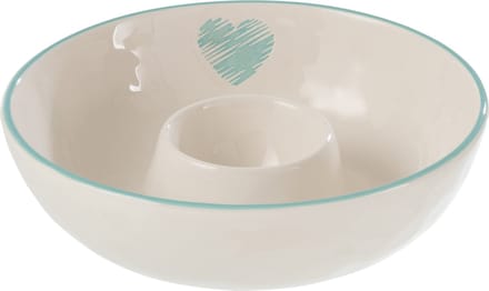 J-Line schaal Dip Apero - keramiek - wit/blauw