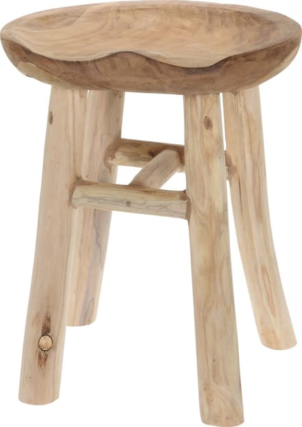 H&S Collection Krukje - teak hout - lichtbruin - D35 x H42 cm