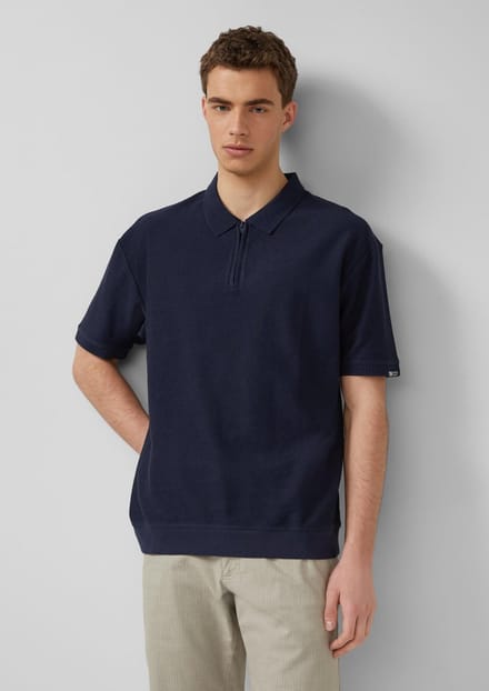 s.Oliver - male - Gestructureerd poloshirt met ritssluiting in een moderne pasvorm