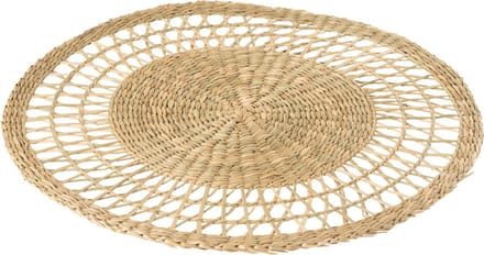 J-Line onderlegger Rond - zeegras - naturel - 6 stuks