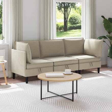vidaXL - Woonkamer - Meubelset - 3 - st - Zand - Stof