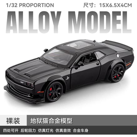 1:32 Dodge Challenger Srt Hellcat Redeye Supercar Alliage Métal Moulé Sous Pression Modèle De Voiture Son Et Lumière Tirer En Arrière Jouet Pour Enfants Collection gray