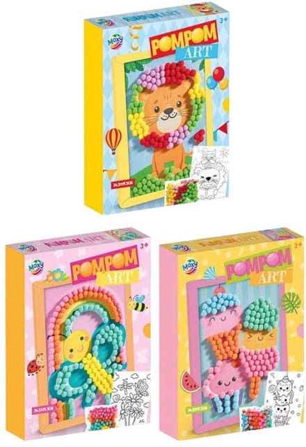 Creative Craft Group knutselset pomponkunst met lijst voor kinderen.