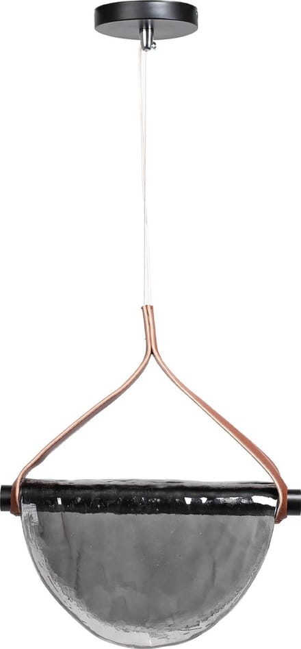TooLight Hanglamp - Glas & Aluminium - Leren Band - Zwart - 28,5 x 32 cm