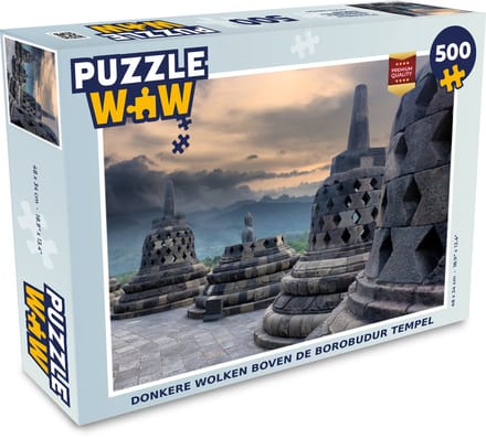 Puzzel Donkere wolken boven de Borobudur tempel - Legpuzzel - Puzzel 500 stukjes