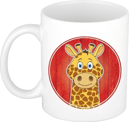 Giraffe mok - wit - keramiek - 300 ml - kinder beker giraffe