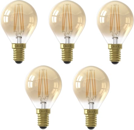 5 stuks - Calex - LED - kogellamp - E14 - 3.5W - 250lm 2100K - Goud - dimbaar P45
