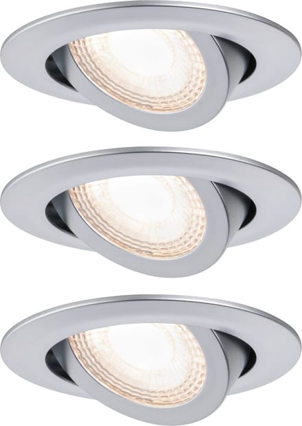 Paulmann LED-inbouwspot - set van 3 -chroom mat -zwenkbaar - 3-traps dimbaar - 3000K