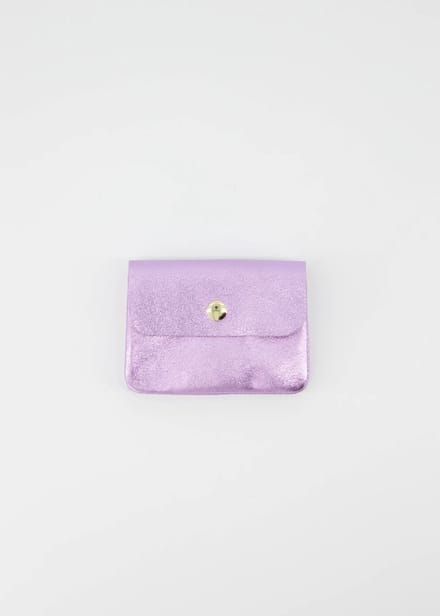 portemonneetje -lila -metallic-klein -4 pasjes en geld