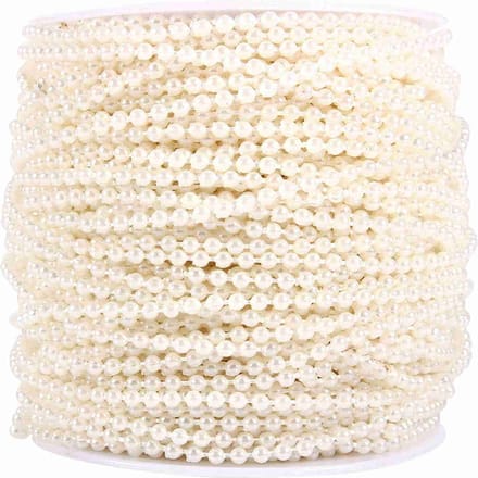 Rouleau 50M 3mm Fil de Pêche Perles Cordon Chaîne Guirlande Décoration de Mariage Pièces Maîtresses Blanc beige
