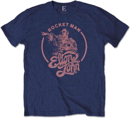 Elton John - Rocketman Circle Point Heren T-shirt - M - Blauw