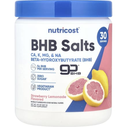 Nutricost, BHB Zout, goBHB®, Aardbei Citroenade, 269 g (267 g)