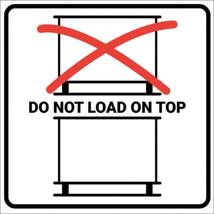Do not load on top sticker 150 x 150 mm