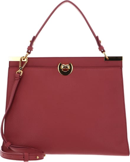 COCCINELLE Leren Schoudertas Binxie Handbag Grained Leather Pot Lichtrood