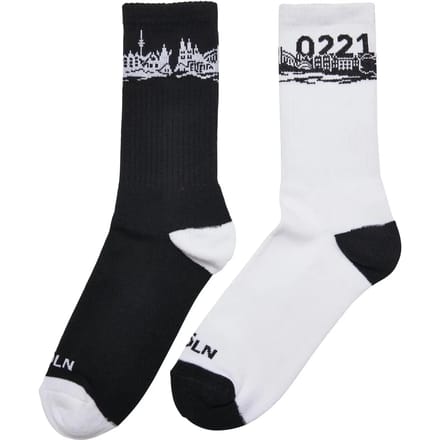 Mister Tee - Major City 0221 Köln 2-Pack Sokken - 35/38 - Zwart/Wit