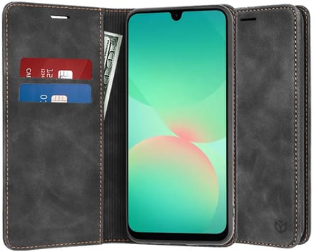 Hoesje geschikt voor Samsung Galaxy A26 - Techsuit Confy Book Wallet Case - Zwart