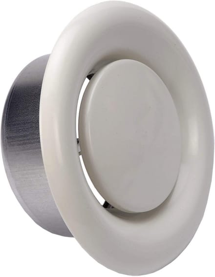 Verstelbaar Rond Metalen Luchtrooster Plafond Ø 125mm Wit