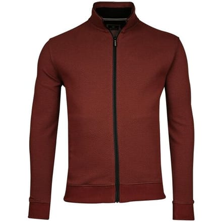 Baileys Vest High-Low Texture Interlock Sweat Zip Deep Red / male