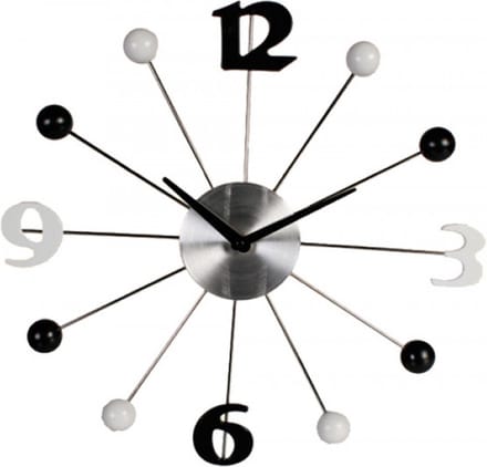 wandklok - Zwart Wit elegant - diameter 40 cm - aluminium