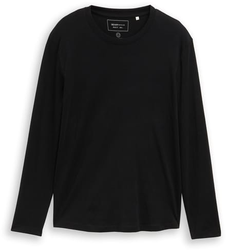 Tom Tailor Denim - Basic shirt met lange mouwen van katoen - Maat S - Black
