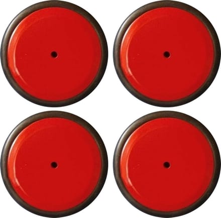 DW4Trading Massief Houten Wielen met Rubber Rand - Set van 4 Stuks - Rood