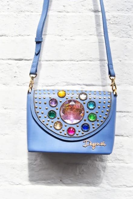 Désjà Vu - Bling Bag - Blauw - Kleine Steentjes - Grote Roze Steen