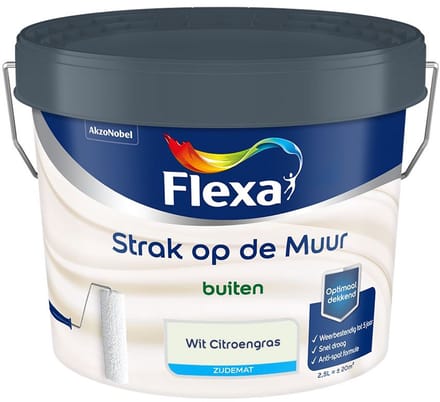 Flexa - Strak Op De Muur Buiten Zijdemat - Wit Citroengras - Mengverf - 2,5 L