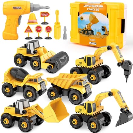 Bouwvoertuigen Speelgoed - Constructie Set - Kinderen Spelen - 6 in 1 Set - 31 x 23.5 x 11 cm