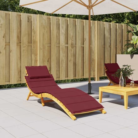 vidaXL - Ligbedkussen - 186x58x4 - cm - stof - gemêleerd - wijnrood