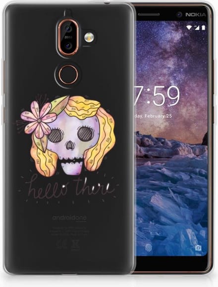 Silicone Back Case Nokia 7 Plus Boho Skull