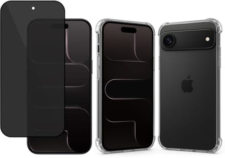 TechNow Hoesje + Privé Screenprotector geschikt voor iPhone 17 Air Hoesje Screenprotector - Privacy Tempered Glass - Case Transparant