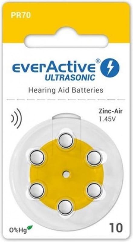 EverActive Knoopcel Batterij 1,4V voor o.a. Gehoor Apparaat A10 / PR70 (6 stuks)