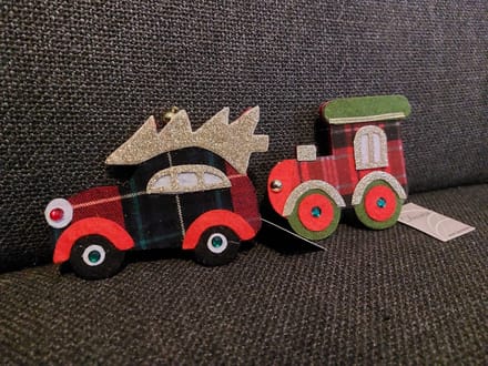 Kerstboomdecoratie - Set van 2 - Kerstboomhangers - Vilt | Kerstboomhanger Auto - Auto Kersthanger