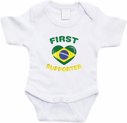 Wit First Brazilie supporter rompertje baby - Babykleding 92