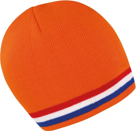 Result National Beanie RC368 - Orange/Red/White/Royal - One size